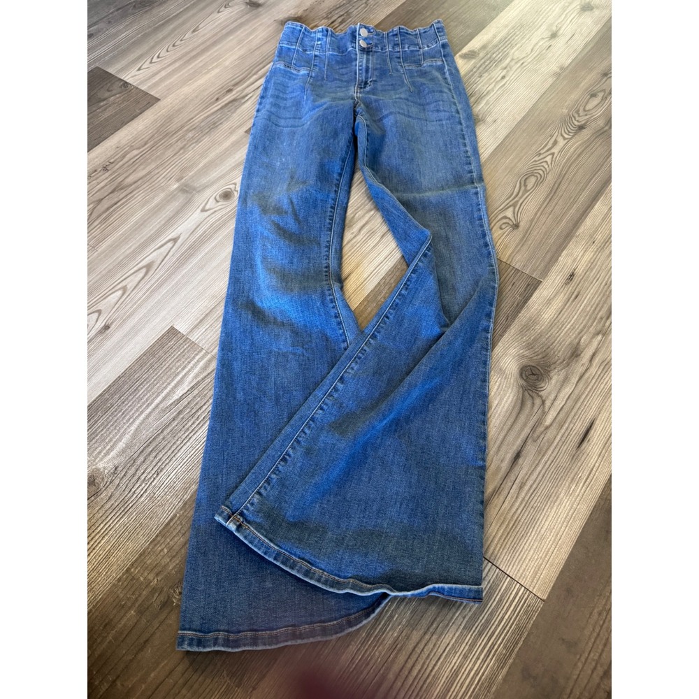 Altar'd State High Waisted Flare Jeans Medium Wash Corset Waist Size 27